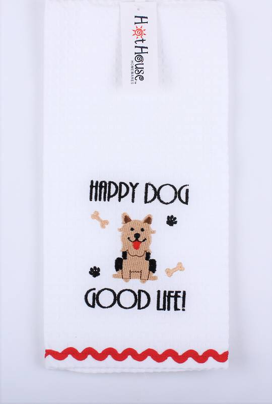 Tea towel "Happy dog, good life" Code: T/T-GF/HAP/DOG